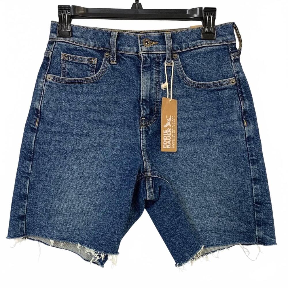 NEW EDDIE BAUER women's authetic voyager cutoff denim shorts in indigo blue
